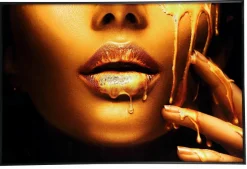 PTMD Melani Glass schilderij foto vrouw gouden gezicht