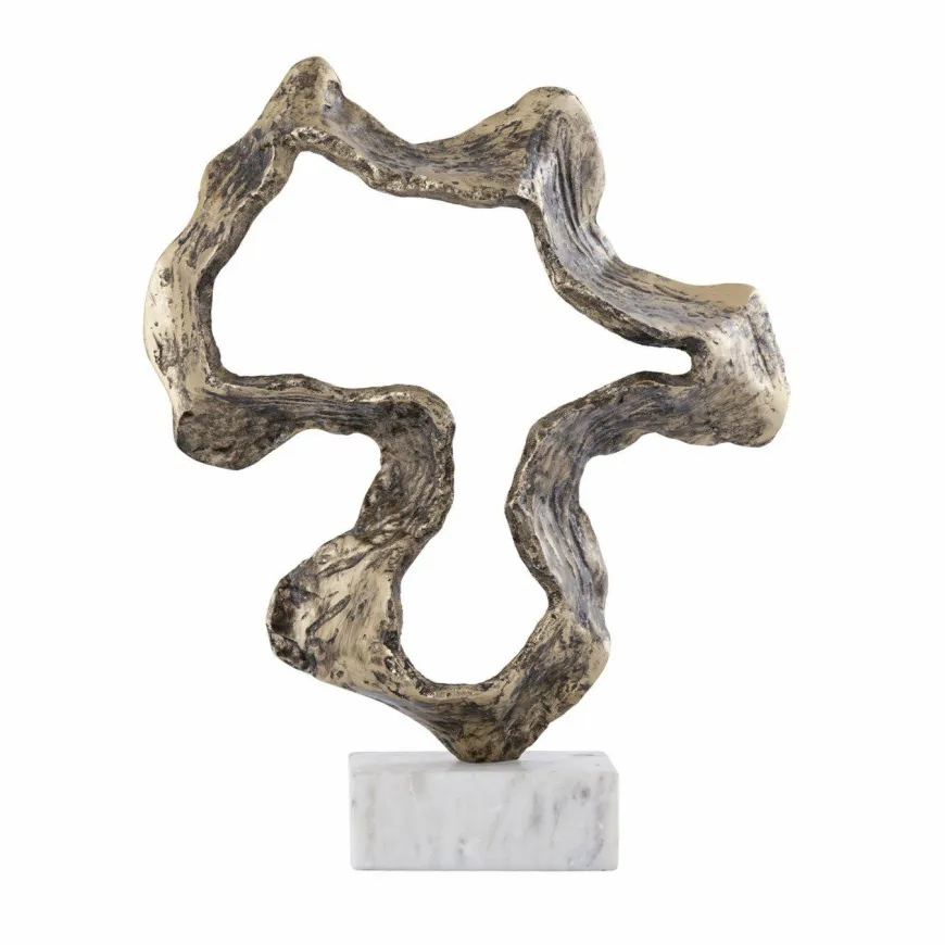 PTMD Ornament Maryan Brass aluminium op marmeren voet S
