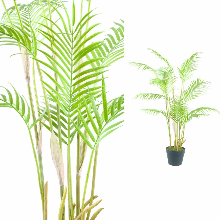 PTMD Palmboom groen in zwarte plastic pot - 148 cm hoog
