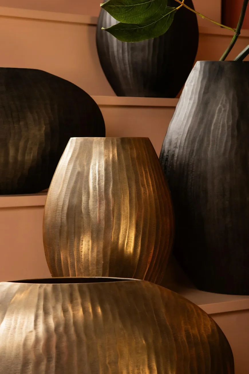 PTMD Pot Jowad Antique Gold alu sheet pot rib hoog ovaal M