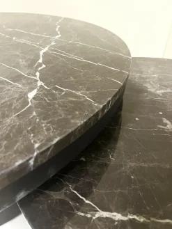 PTMD Salontafel Bregt laag Ø 60 bruin marmer met grijs onderstel