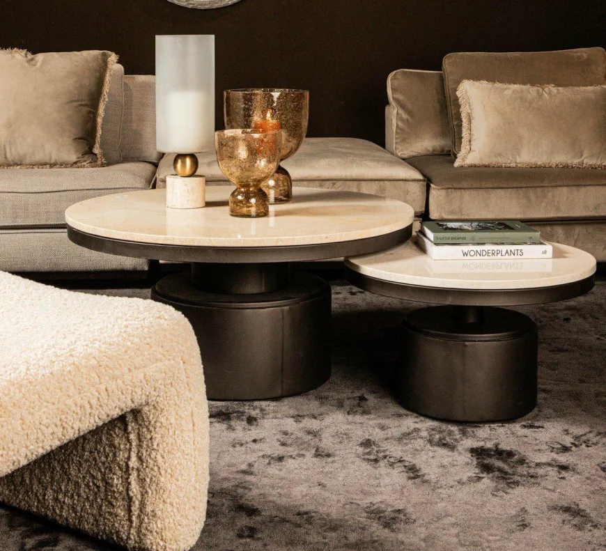 PTMD Salontafel Bregt laag Ø 90 beige marmer