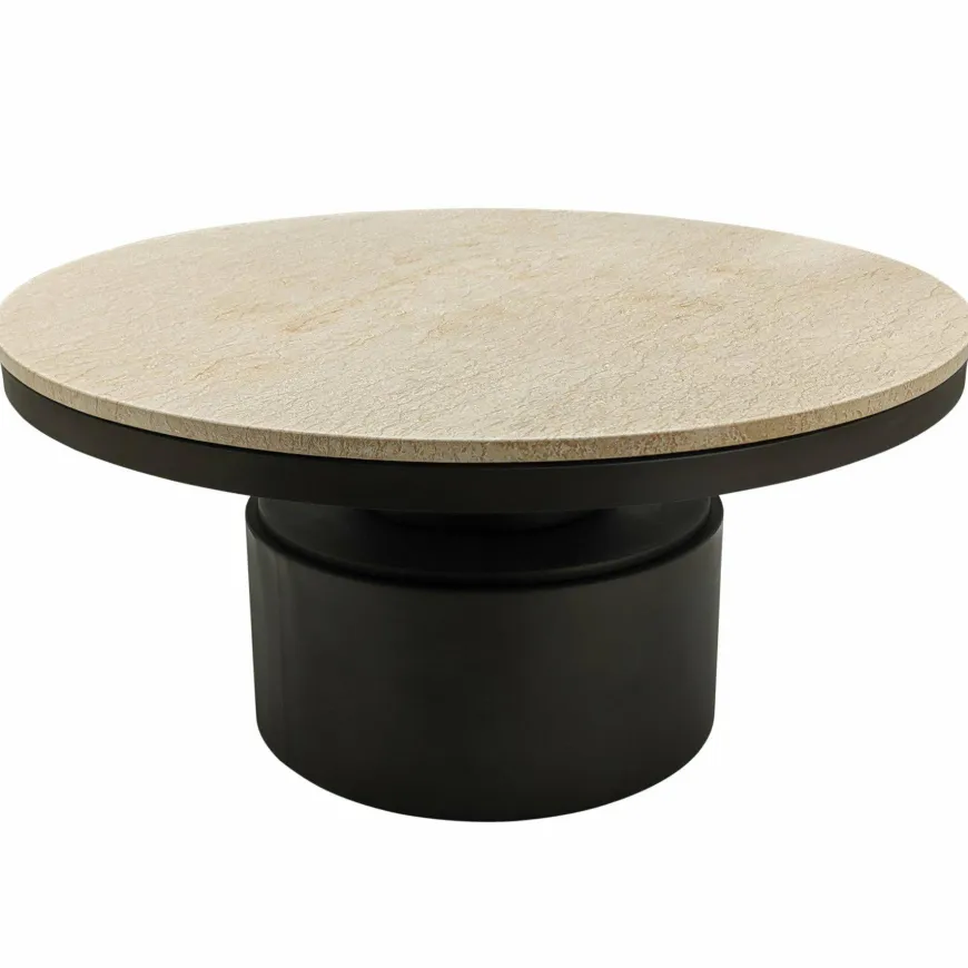 PTMD Salontafel Bregt laag Ø 90 beige marmer