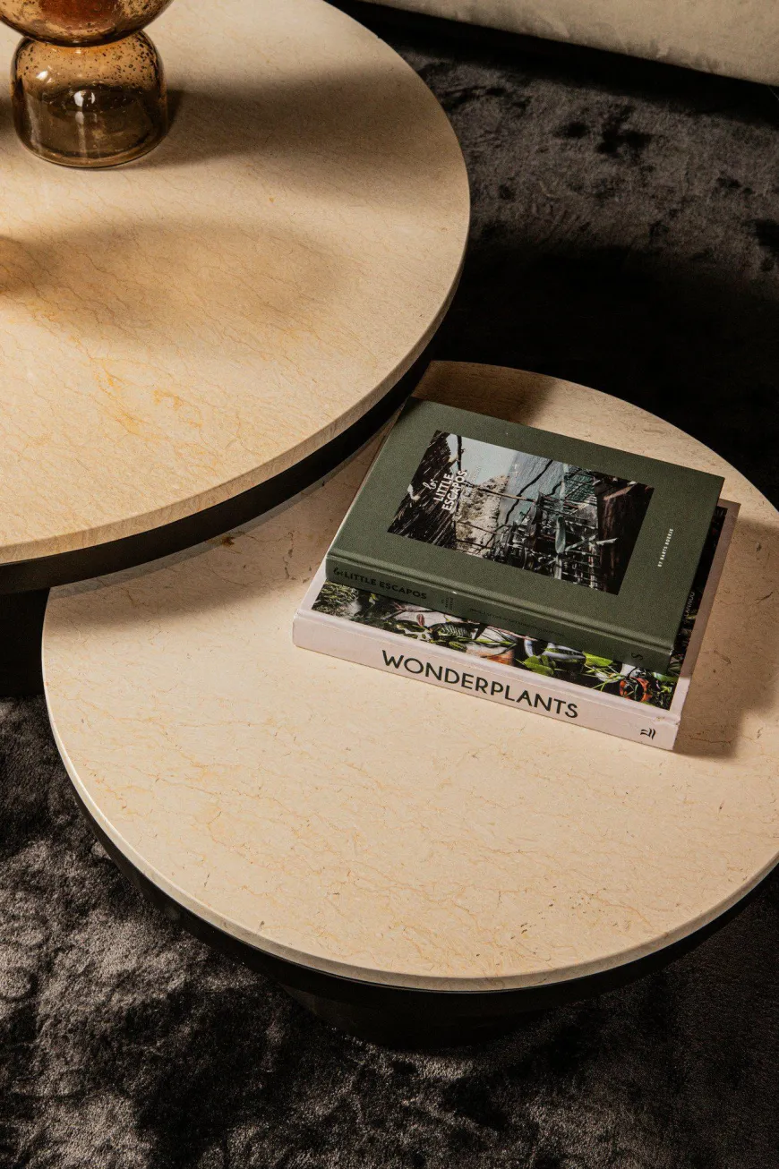 PTMD Salontafel Bregt laag Ø 90 beige marmer