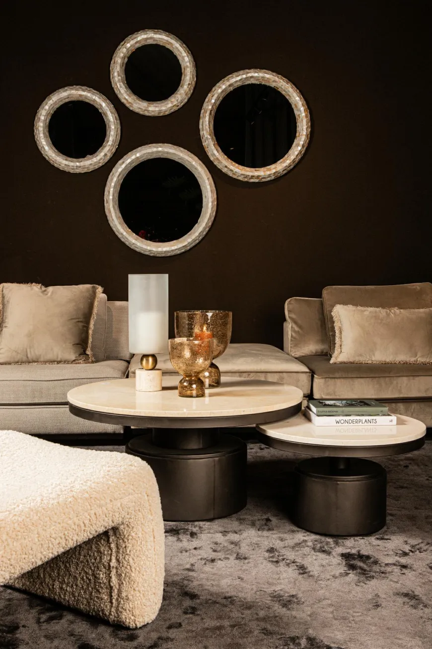 PTMD Salontafel Bregt laag Ø 90 beige marmer