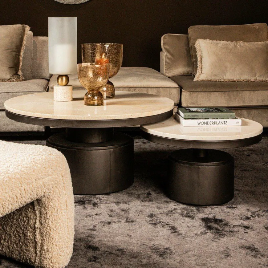PTMD Salontafel Bregt laag Ø 60 beige marmer