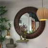 PTMD Spiegel Gezzy Natural wooden curl frame rond