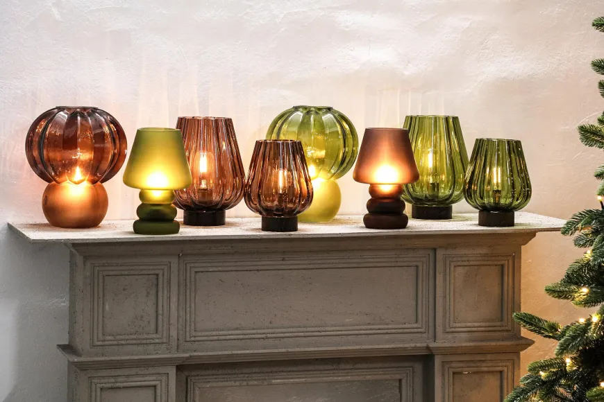 PTMD Tafellamp Led Miron Bruin matglas