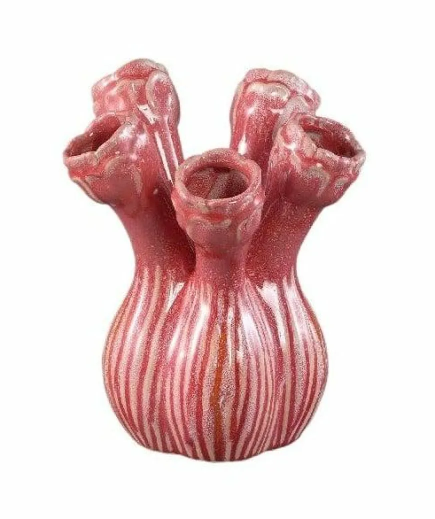 PTMD Vaas Annmarie Light Pink ceramic flower shape tubes M