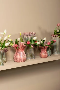 PTMD Vaas Annmarie Light Pink ceramic flower shape tubes M