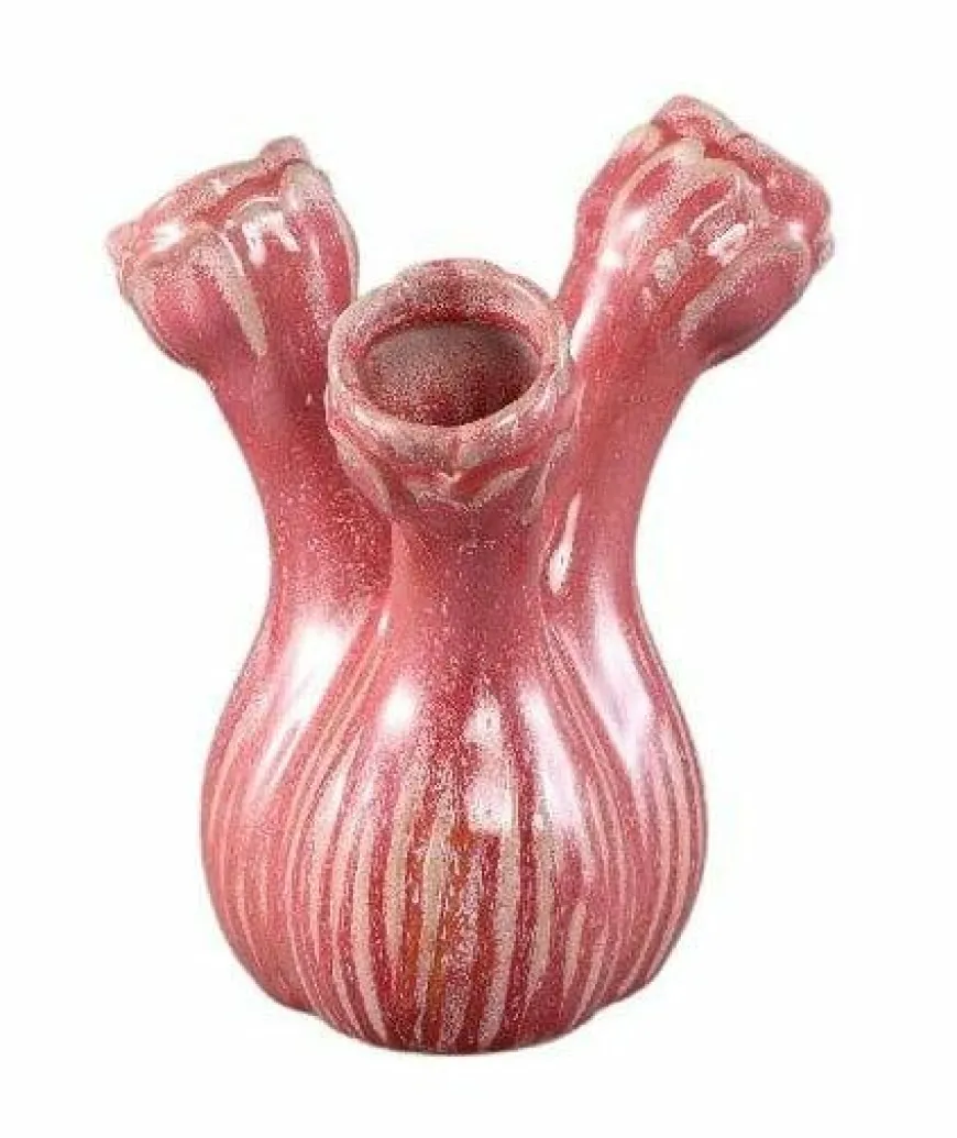 PTMD Vaas Annmarie Light Pink ceramic flower shape tubes S