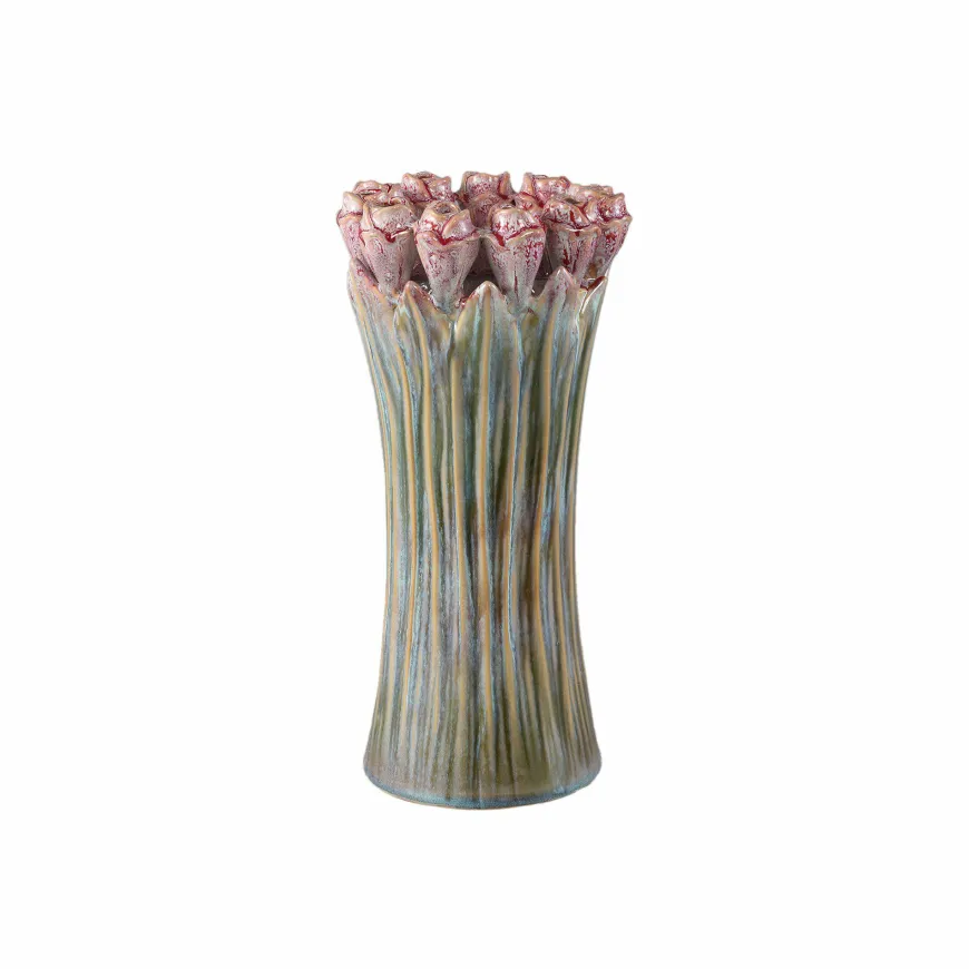PTMD Vaas Tulips Mint Green ceramic tulip shaped S