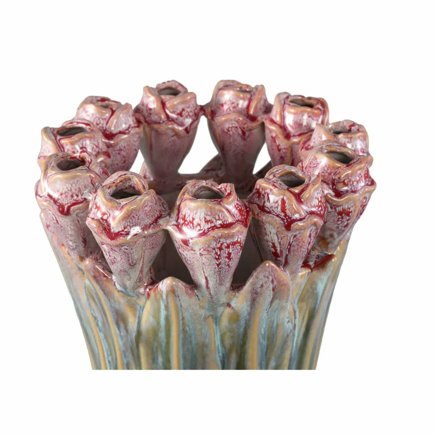 PTMD Vaas Tulips Mint Green ceramic tulip shaped M