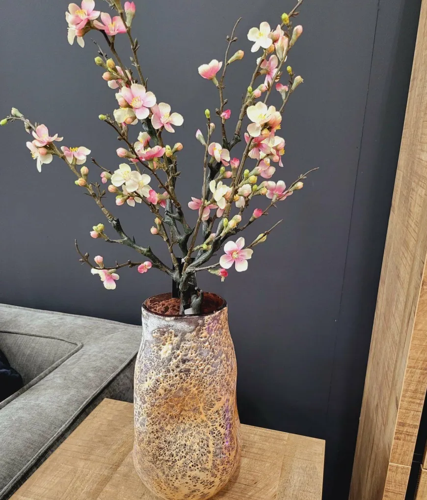 PTMD Vaas Xamery rood dik glas vase bubble waves L