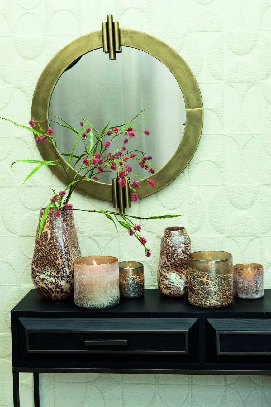 PTMD Vaas Xamery rood dik glas vase bubble waves L
