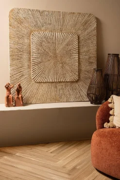 PTMD Wandornament Dishita Crème vierkant mdf S