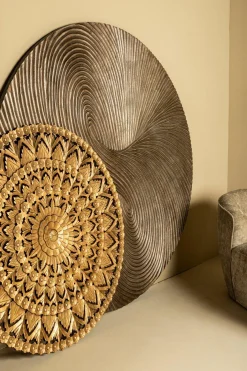 PTMD Wandornament Wiktor Bruin MDF rond swirl carved XL