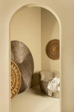 PTMD Wandornament Wiktor Bruin MDF rond swirl carved XL