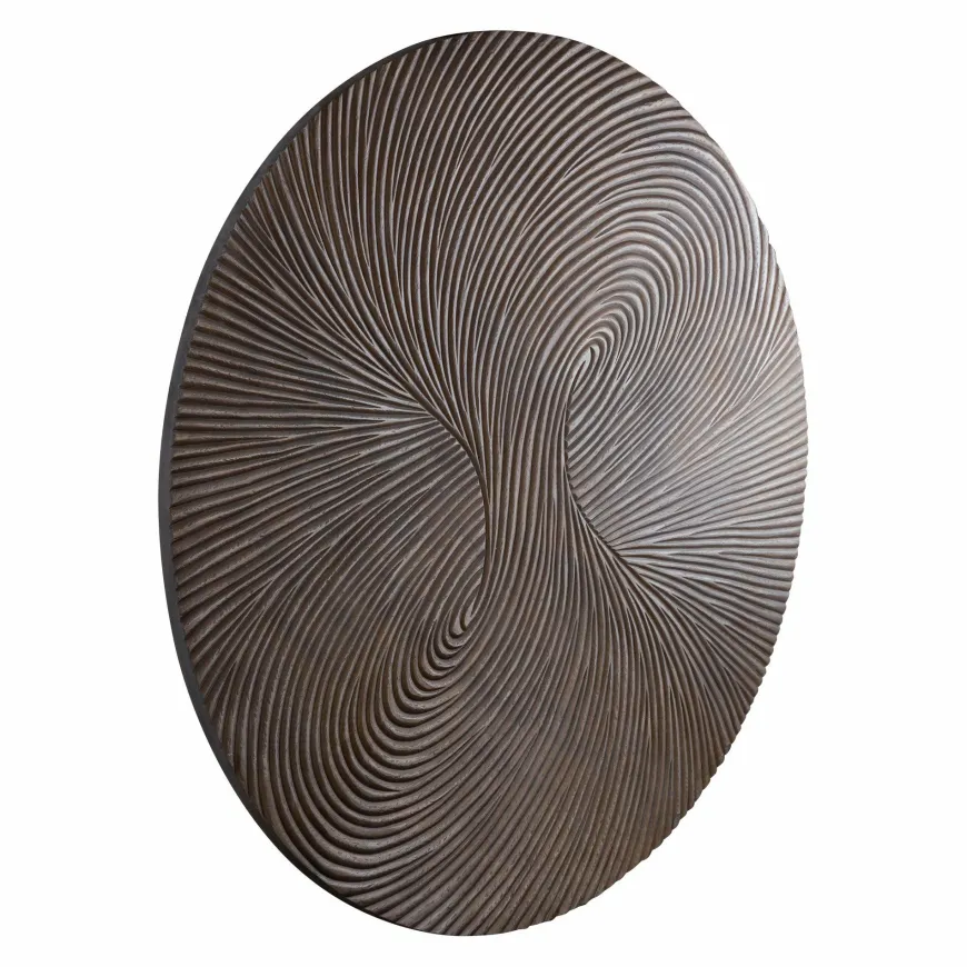 PTMD Wandornament Wiktor Bruin MDF rond swirl carved XL