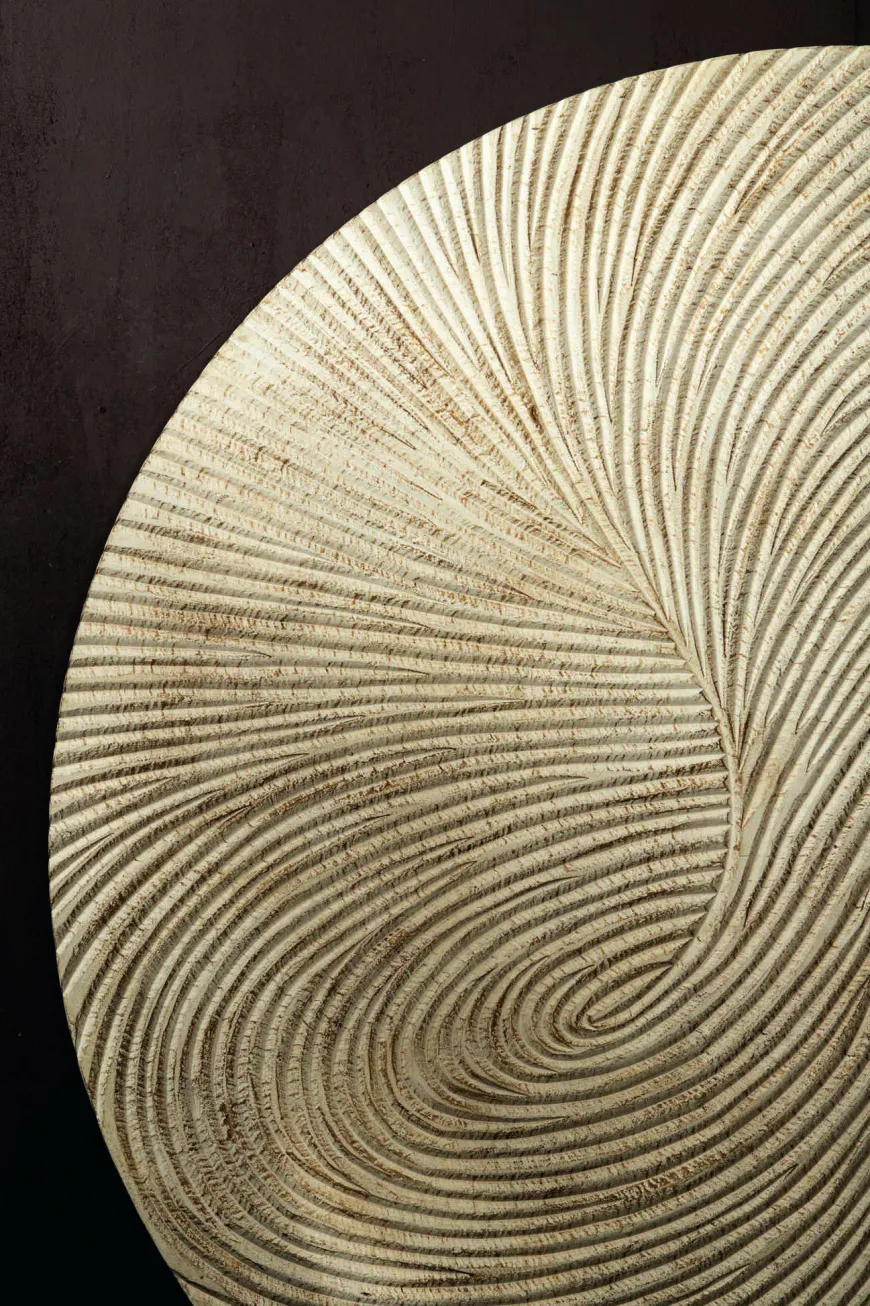 PTMD Wandornament Wiktor Wit MDF rond swirl carved XL