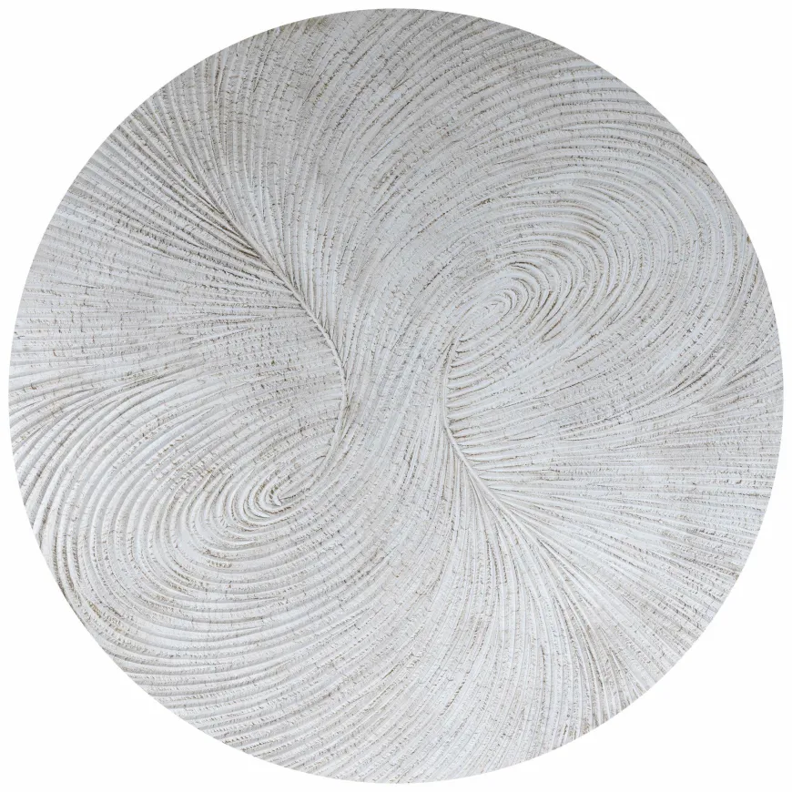 PTMD Wandornament Wiktor Wit MDF rond swirl carved XL