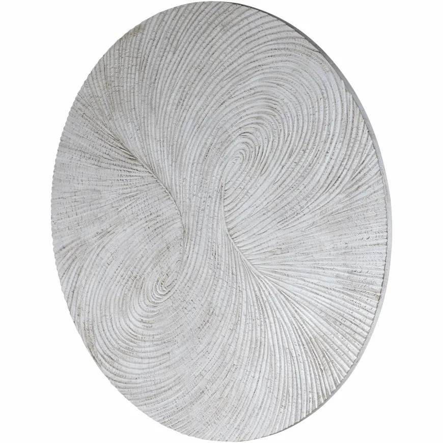 PTMD Wandornament Wiktor Wit MDF rond swirl carved XL