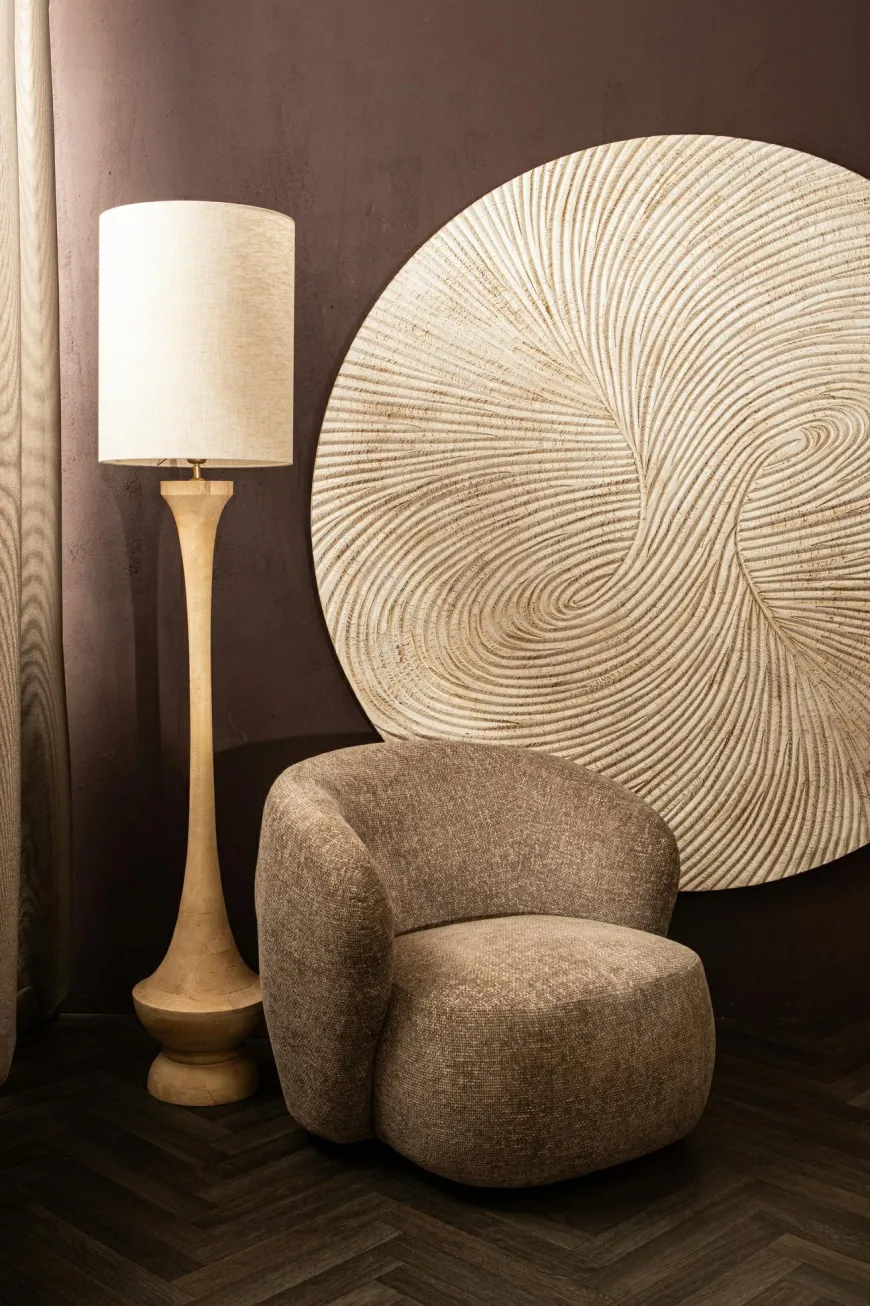 PTMD Wandornament Wiktor Wit MDF rond swirl carved XL