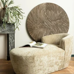 PTMD Wandornament Wiktor bruin MDF rond swirl carved S
