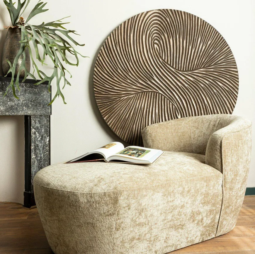 PTMD Wandornament Wiktor bruin MDF rond swirl carved S