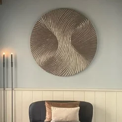 PTMD Wandornament Wiktor bruin MDF rond swirl carved S
