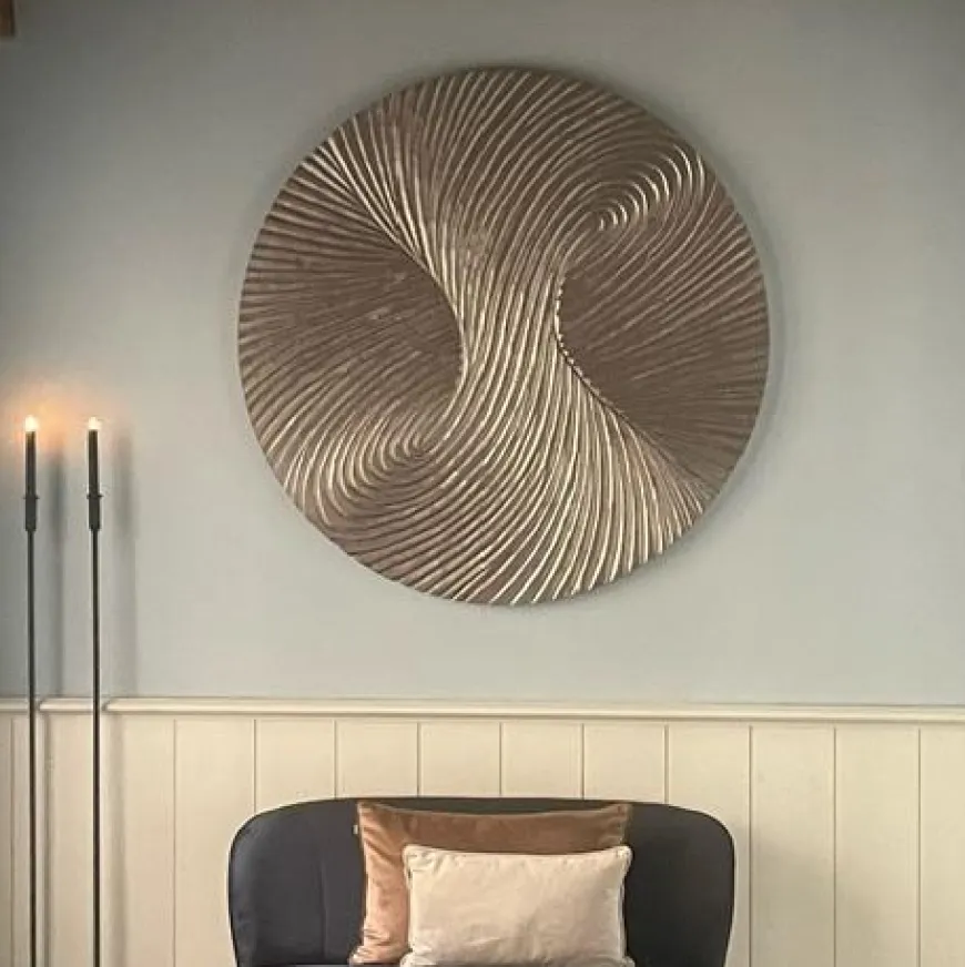 PTMD Wandornament Wiktor bruin MDF rond swirl carved S