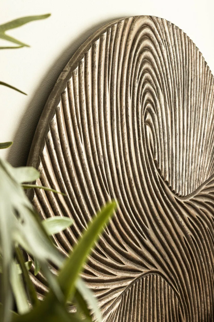 PTMD Wandornament Wiktor bruin MDF rond swirl carved S