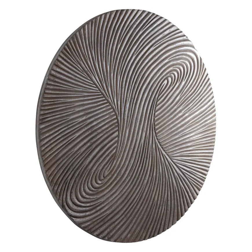 PTMD Wandornament Wiktor bruin MDF rond swirl carved S