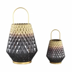 PTMD Windlicht Shanice Grijs/Goud L