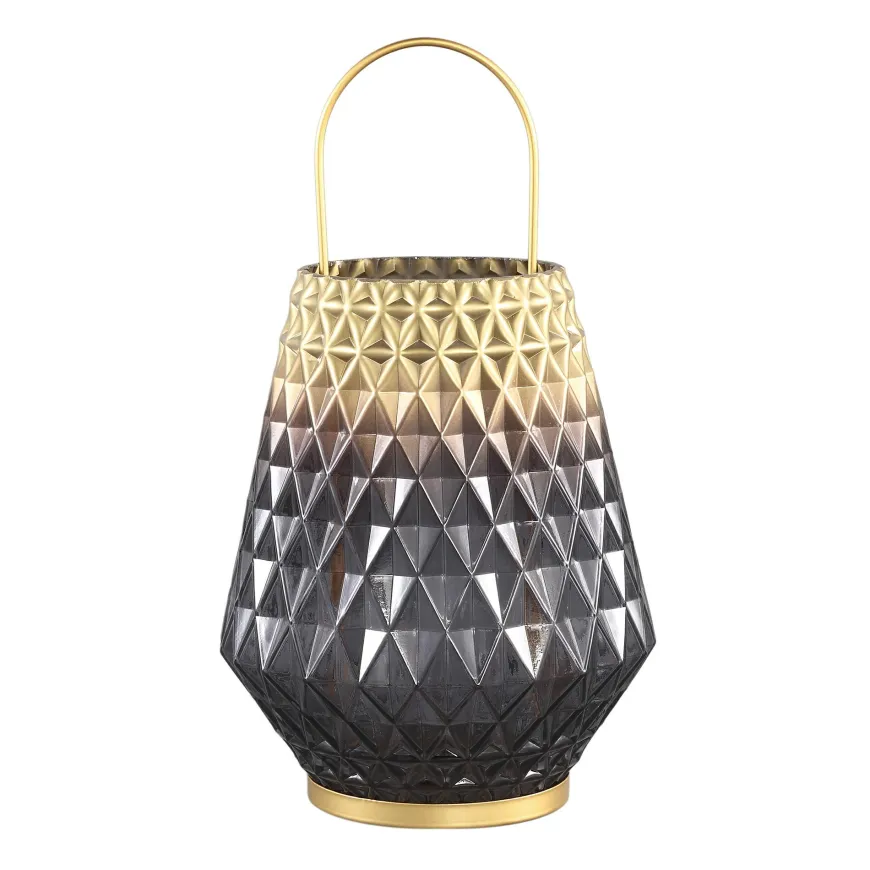 PTMD Windlicht Shanice Grijs/Goud L