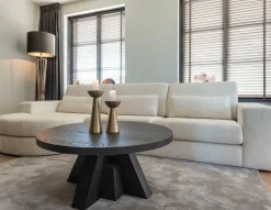 Richmond Interiors Bank Felix lounge links rond + 2.5 zitter white chenille (Bergen 900 white chenille)