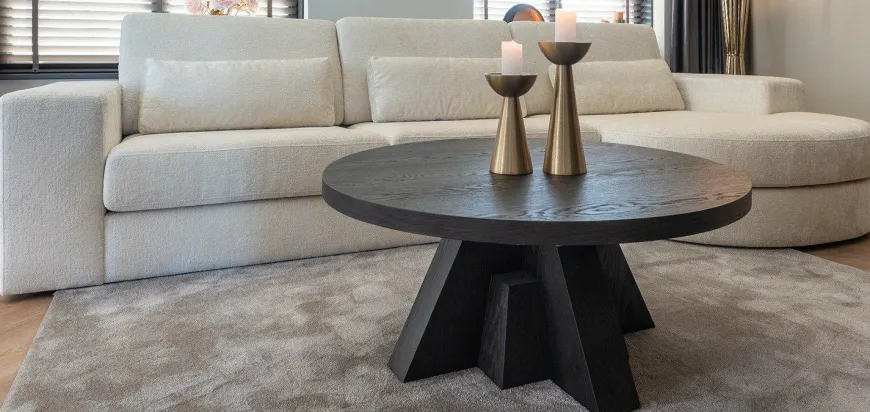 Richmond Interiors Bank Felix lounge links rond + 2.5 zitter white chenille (Bergen 900 white chenille)