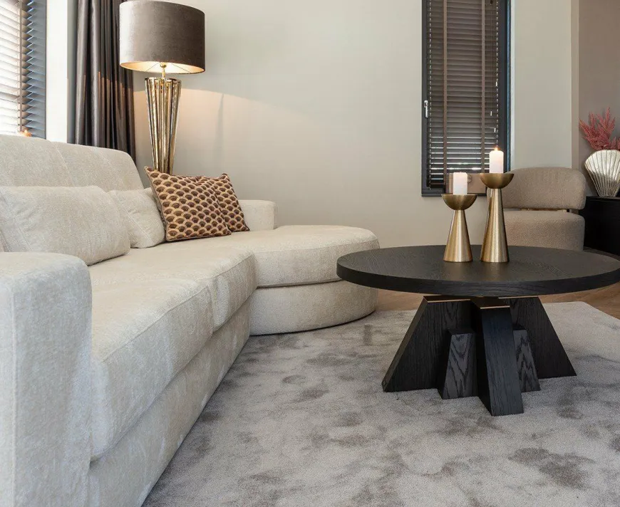 Richmond Interiors Bank Felix lounge links rond + 2.5 zitter white chenille (Bergen 900 white chenille)
