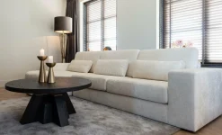 Richmond Interiors Bank Felix lounge links rond + 2.5 zitter white chenille (Bergen 900 white chenille)