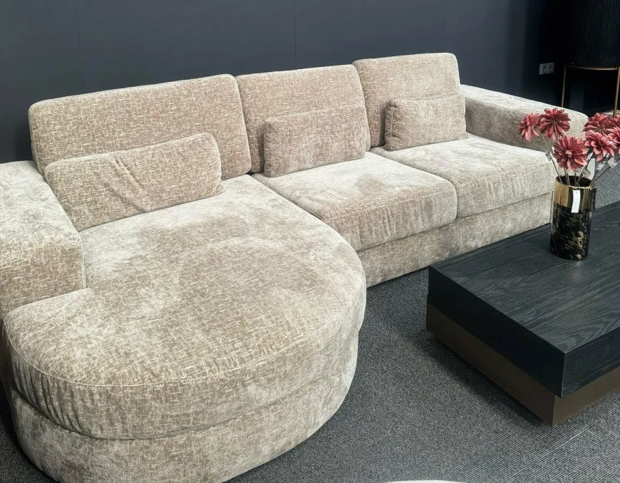 Richmond Interiors Bank Felix lounge links rond + 2.5 zits - Island shitake 124 - Showroommodel