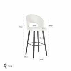 Richmond Interiors Barstoel Savoy white bouclé (Copenhagen 900 Bouclé White)