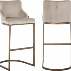Richmond Interiors Barstoel Bolton khaki velvet geborsteld goud Khaki