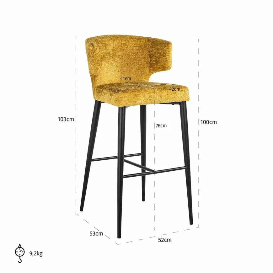 Richmond Interiors Barstoel Taylor mustard fusion