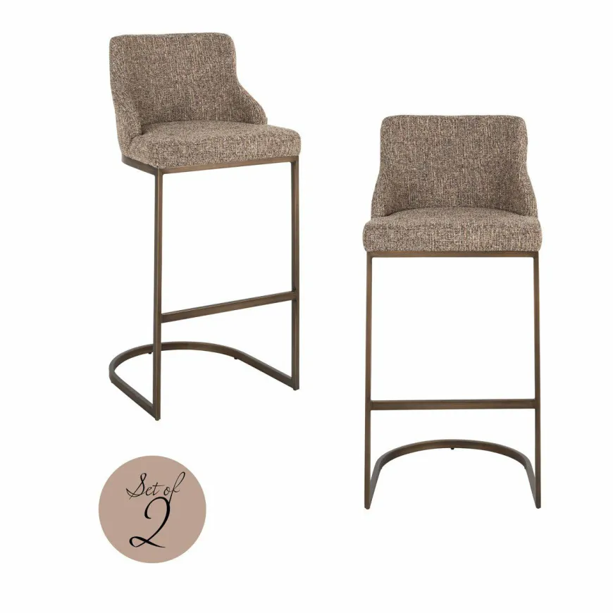 Richmond Interiors Barstoel Bolton brown tweed (Set of 2)
