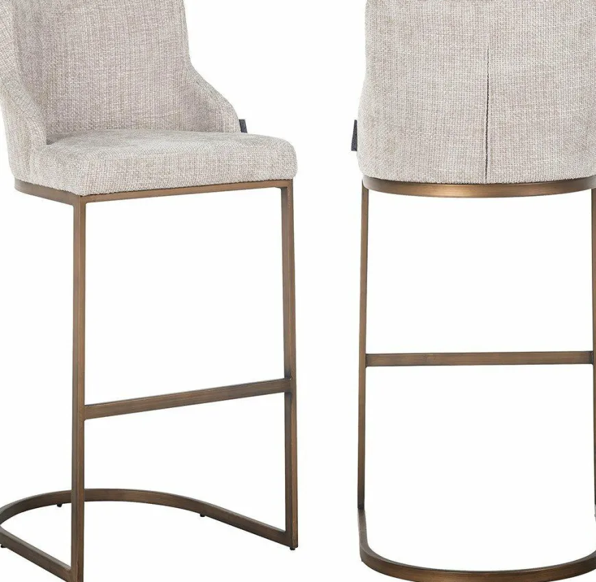 Richmond Interiors Barstoel Bolton natural renagade met geborsteld goud