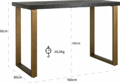 Richmond Interiors Bartafel Blackbone brass (Black rustic)