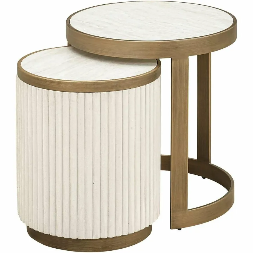 Richmond Interiors Bijzettafel Tivoli set van 2 Wit
