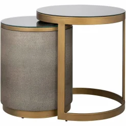 Richmond Interiors Bijzettafel Bloomville met glas set van 2 Goud