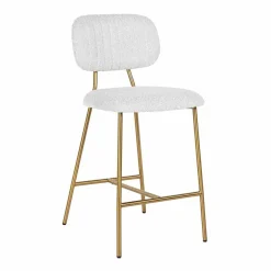 Richmond Interiors Counterstoel Xenia White Bouclé / Brushed Gold (Copenhagen 900 Bouclé White)