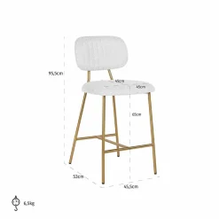 Richmond Interiors Counterstoel Xenia White Bouclé / Brushed Gold (Copenhagen 900 Bouclé White)